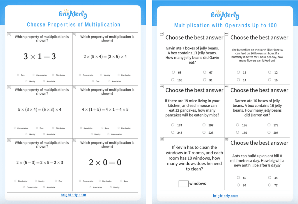 4th grade multiplication worksheets - worksheets