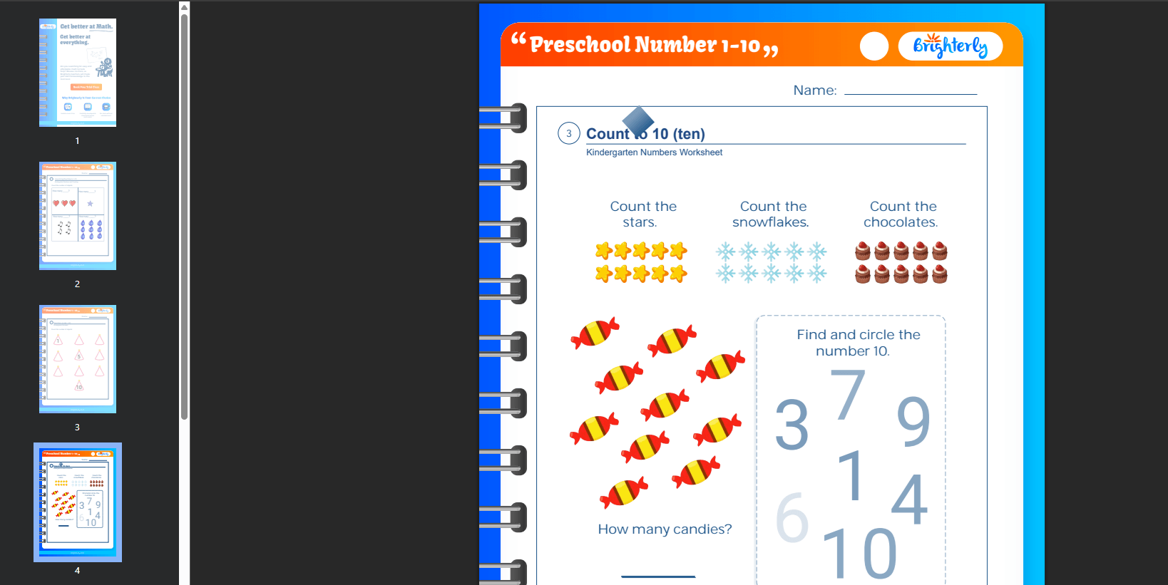 Printable Math Preschool Activities