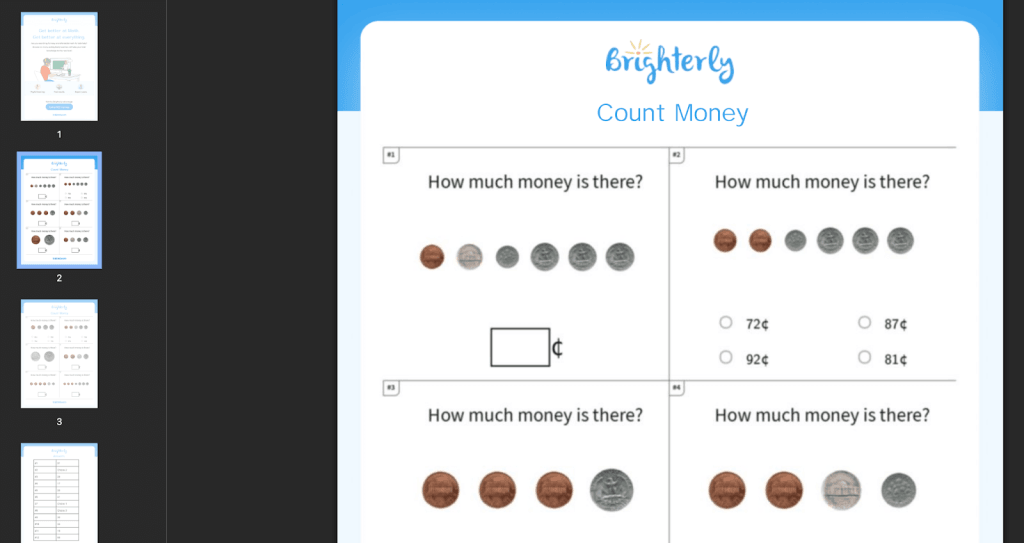 2nd grade money worksheets: Examples