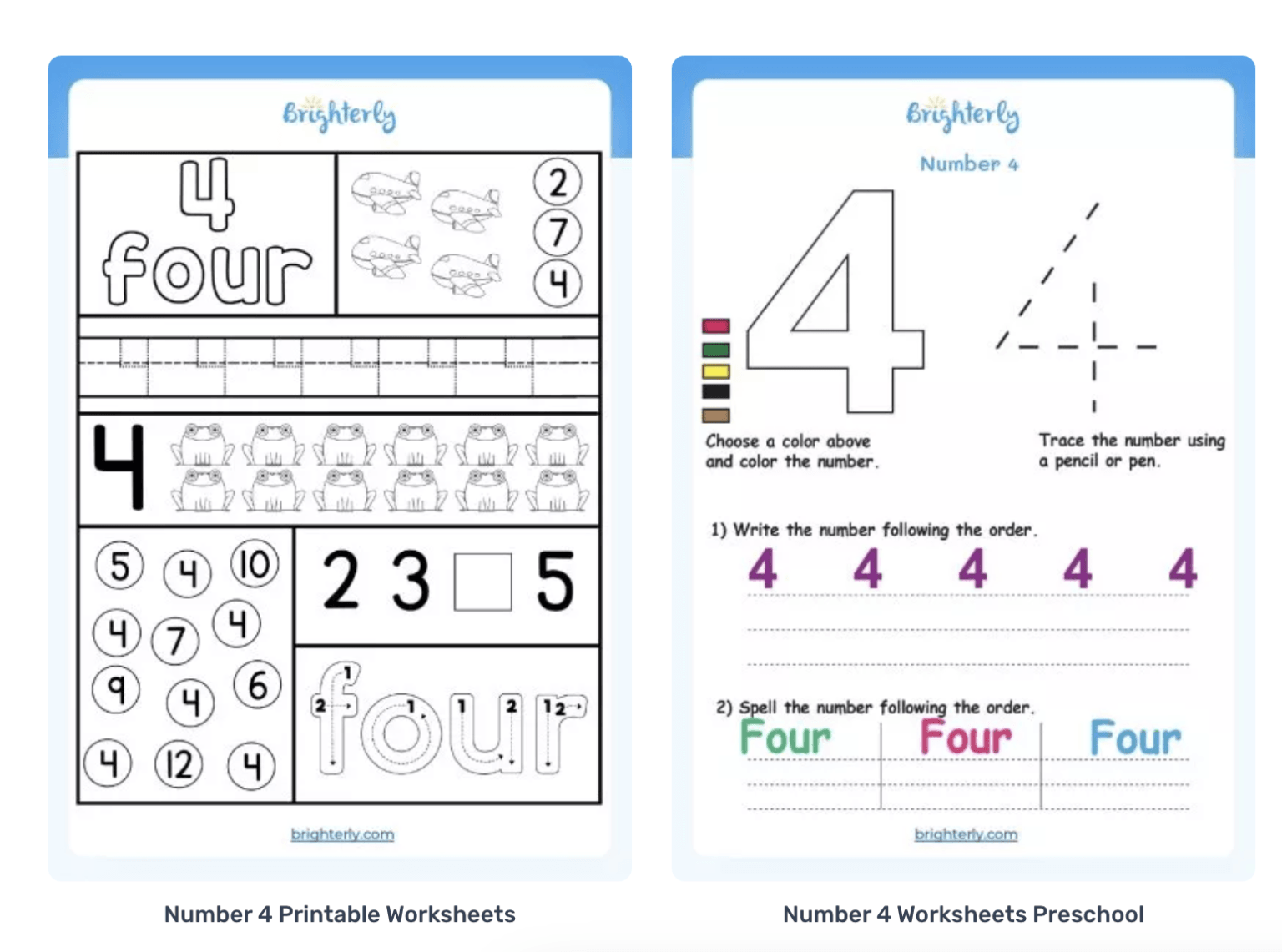 Free Printable Number 4 (Four) Worksheets for Kids [PDFs] Brighterly