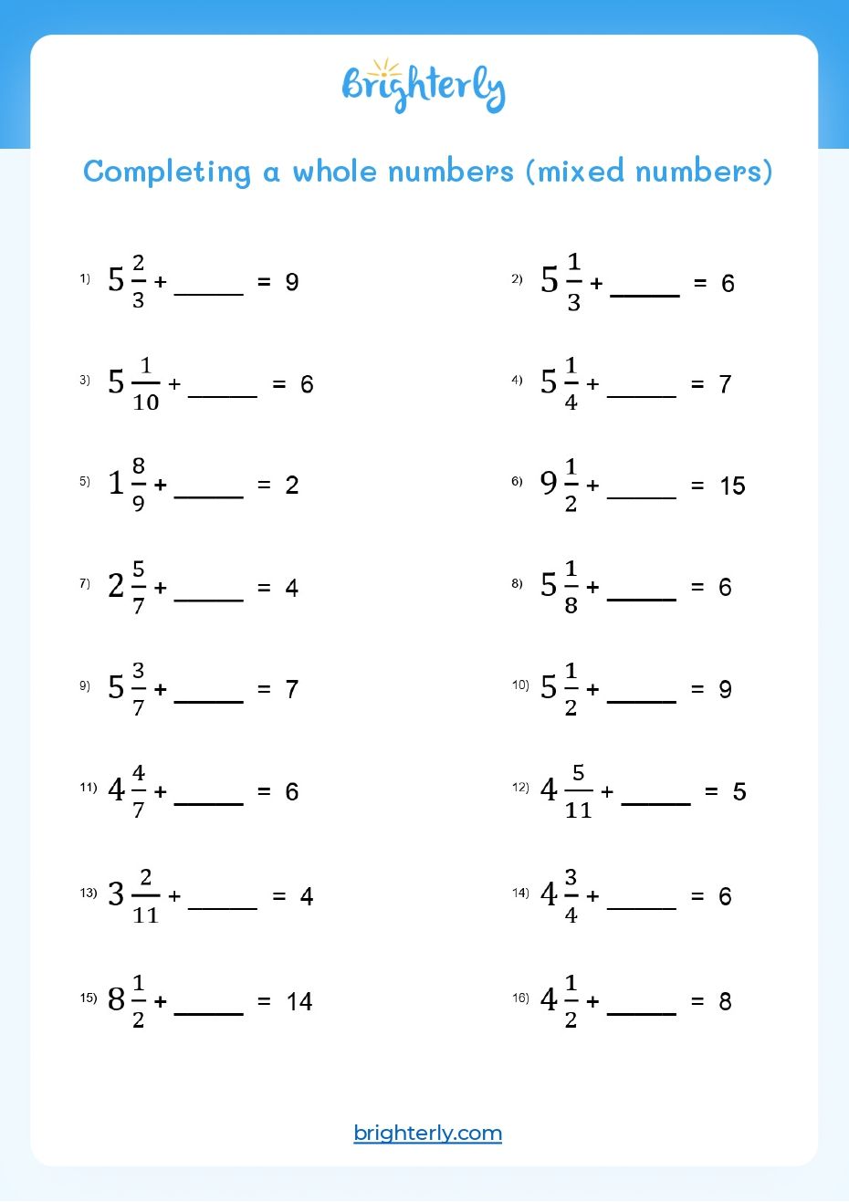 Adding Fractions Worksheets | Brighterly