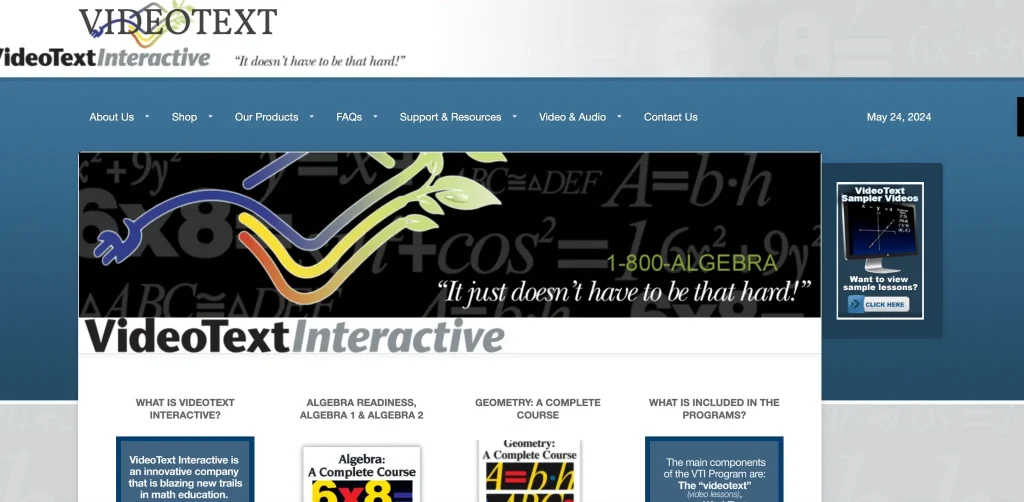 VideoText math curriculum for homeschooling