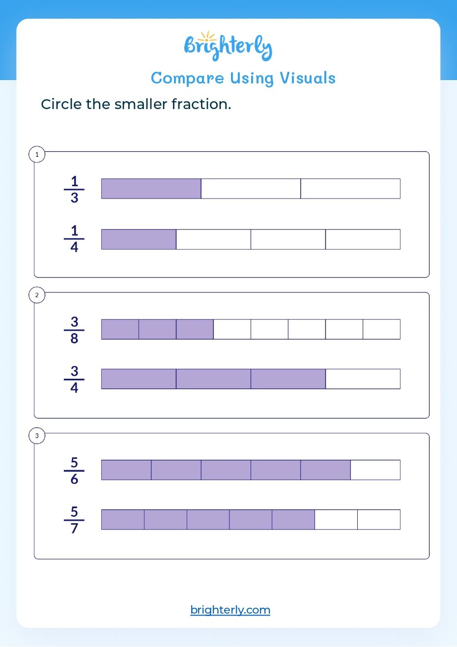 free printable comparing fractions worksheet 4th grade brighterly com