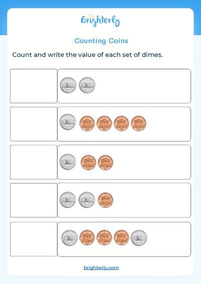 Counting Like Coins Worksheets