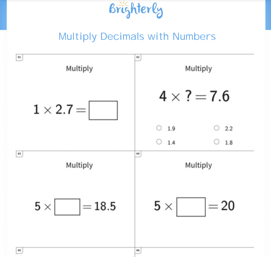 multiply decimals with numbers