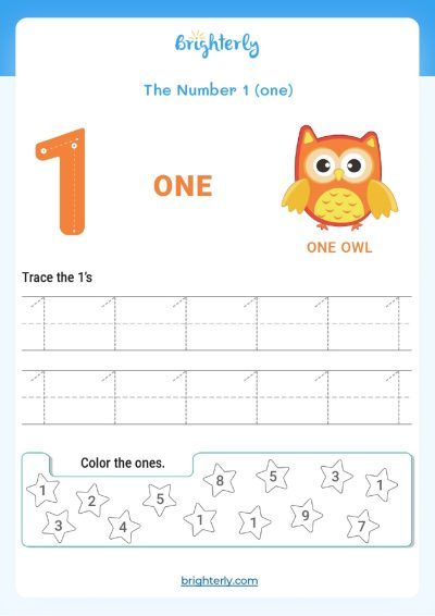 Preschool Number 1 Worksheets