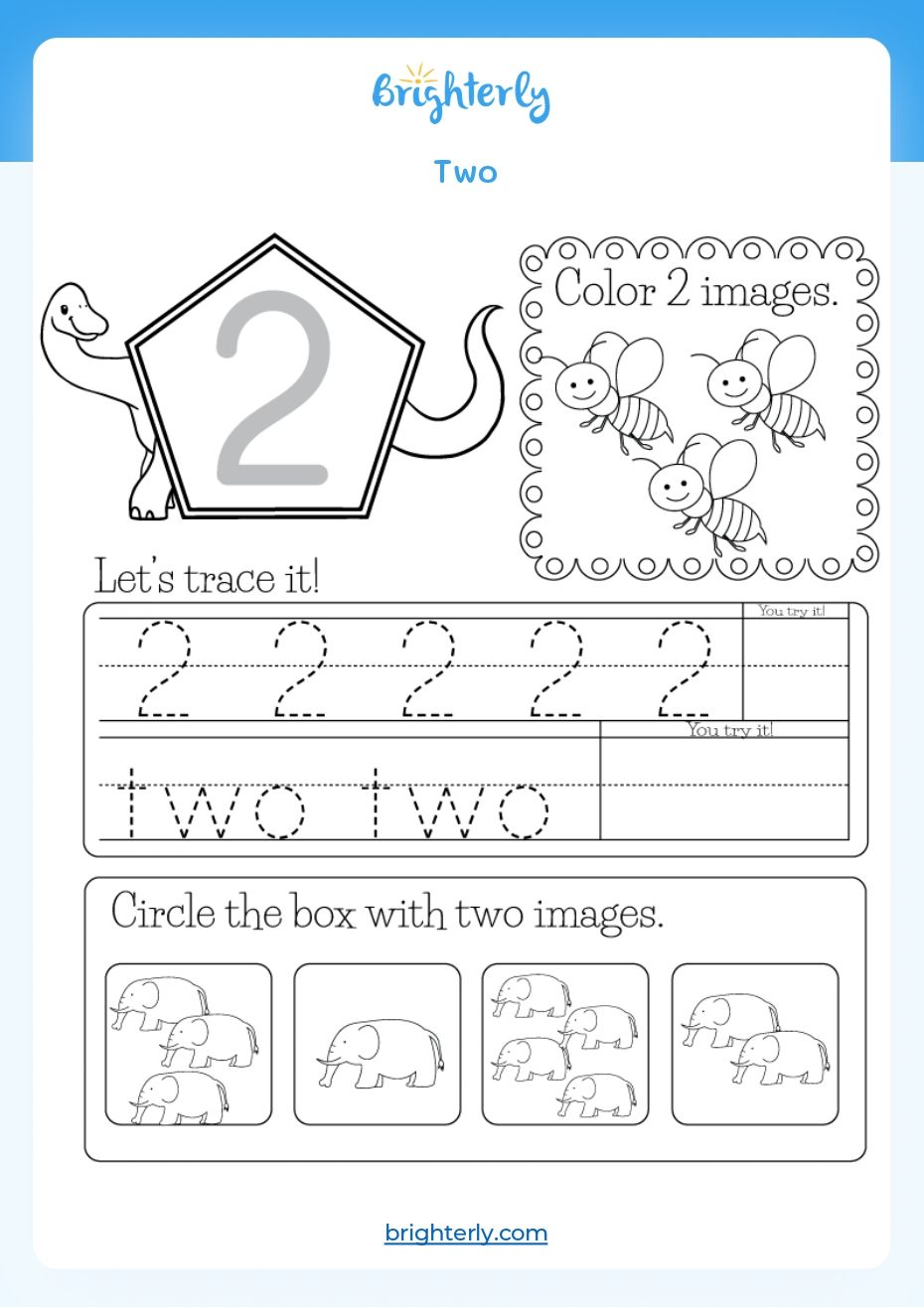 Free Printable Number 2 (Two) Worksheets for Kids [PDFs]