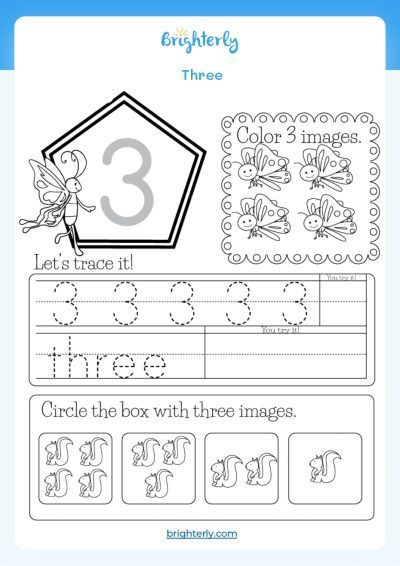 Printable Number 3 Worksheet Preschool