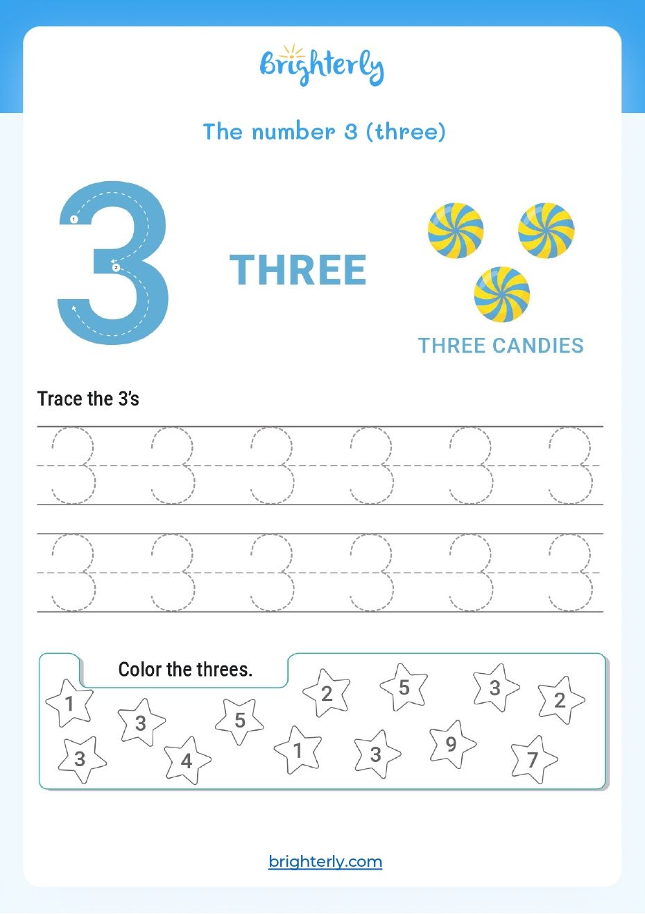 Free Printable Number 3 (Three) Worksheets for Kids [PDFs] Brighterly