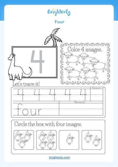 Free Printable Number 4 (Four) Worksheets for Kids [PDFs] Brighterly