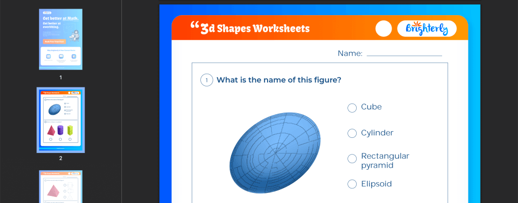 3D shapes worksheets: Examples