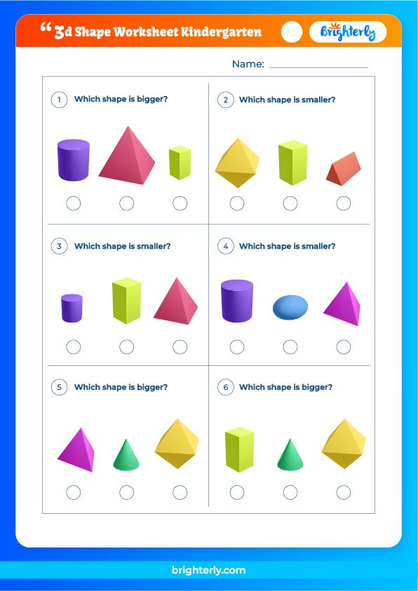 Free Printable 3D Shape Worksheet Kindergarten [PDFs] Worksheets