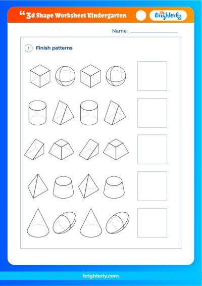 3D Shape Worksheet For Kindergarten