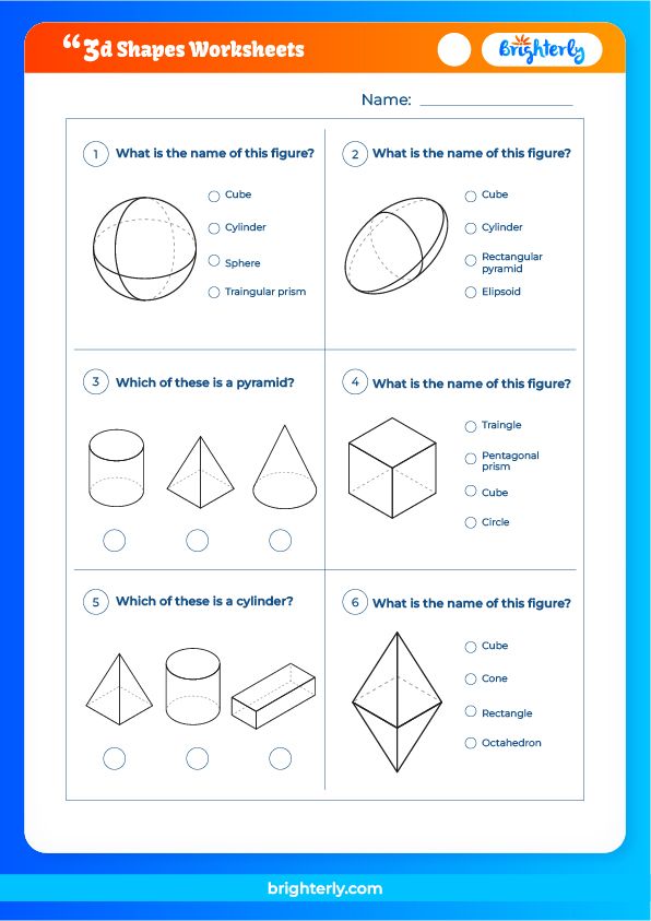 Free Printable 3D Shapes Worksheet for Kids [PDFs] Brighterly.com