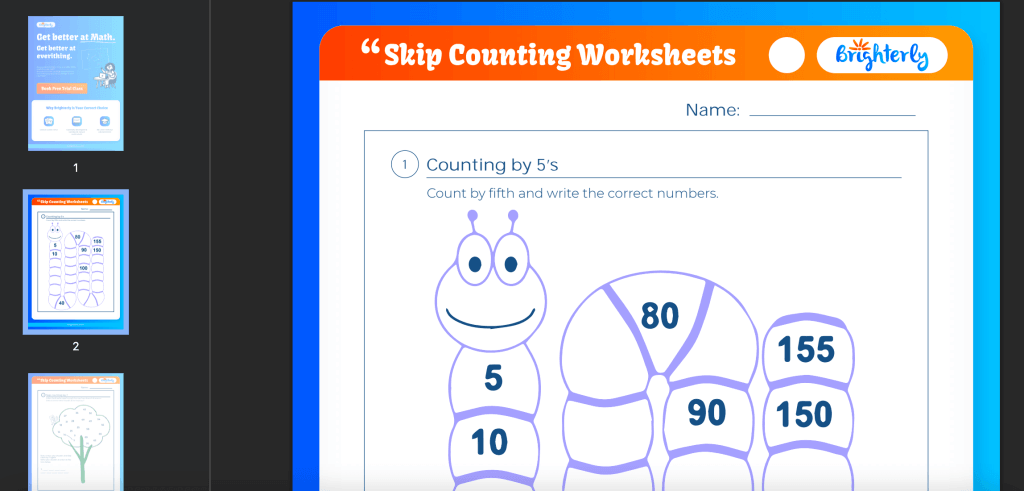 Skip counting worksheet: Examples by Brighterly