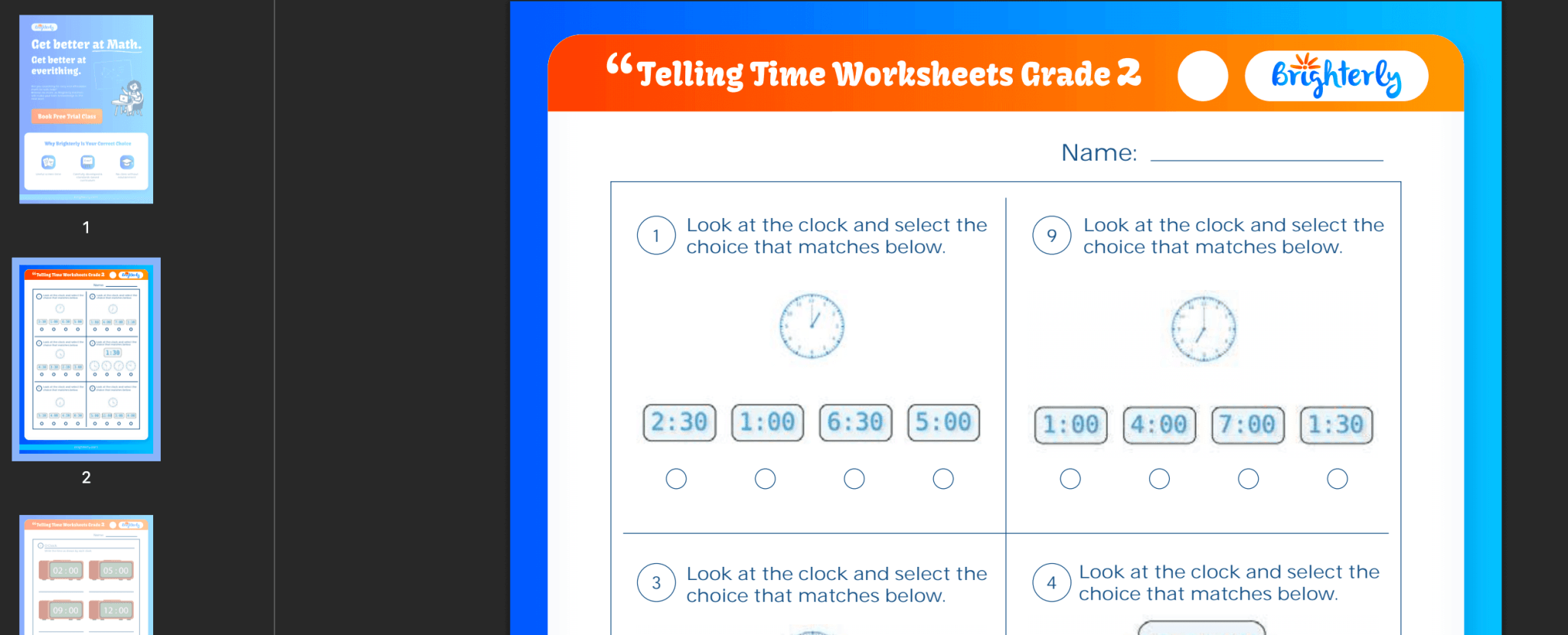 Free Telling Time Worksheets Grade 2 from Professional Teachers [PDFs]