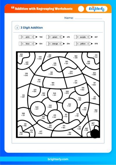 Regrouping Addition Worksheets
