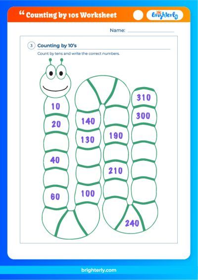 Counting By 10's Worksheets