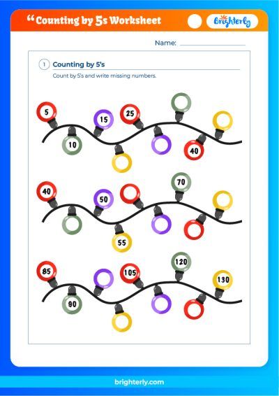 Count By 5 Worksheet Free