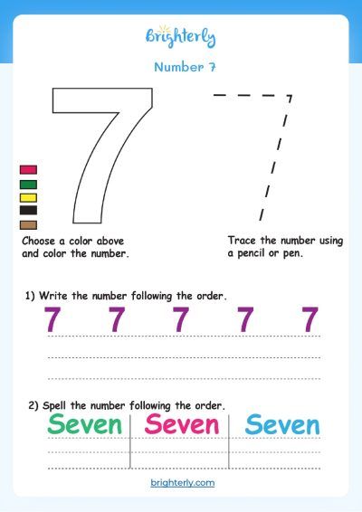 Number 7 Worksheet Preschool