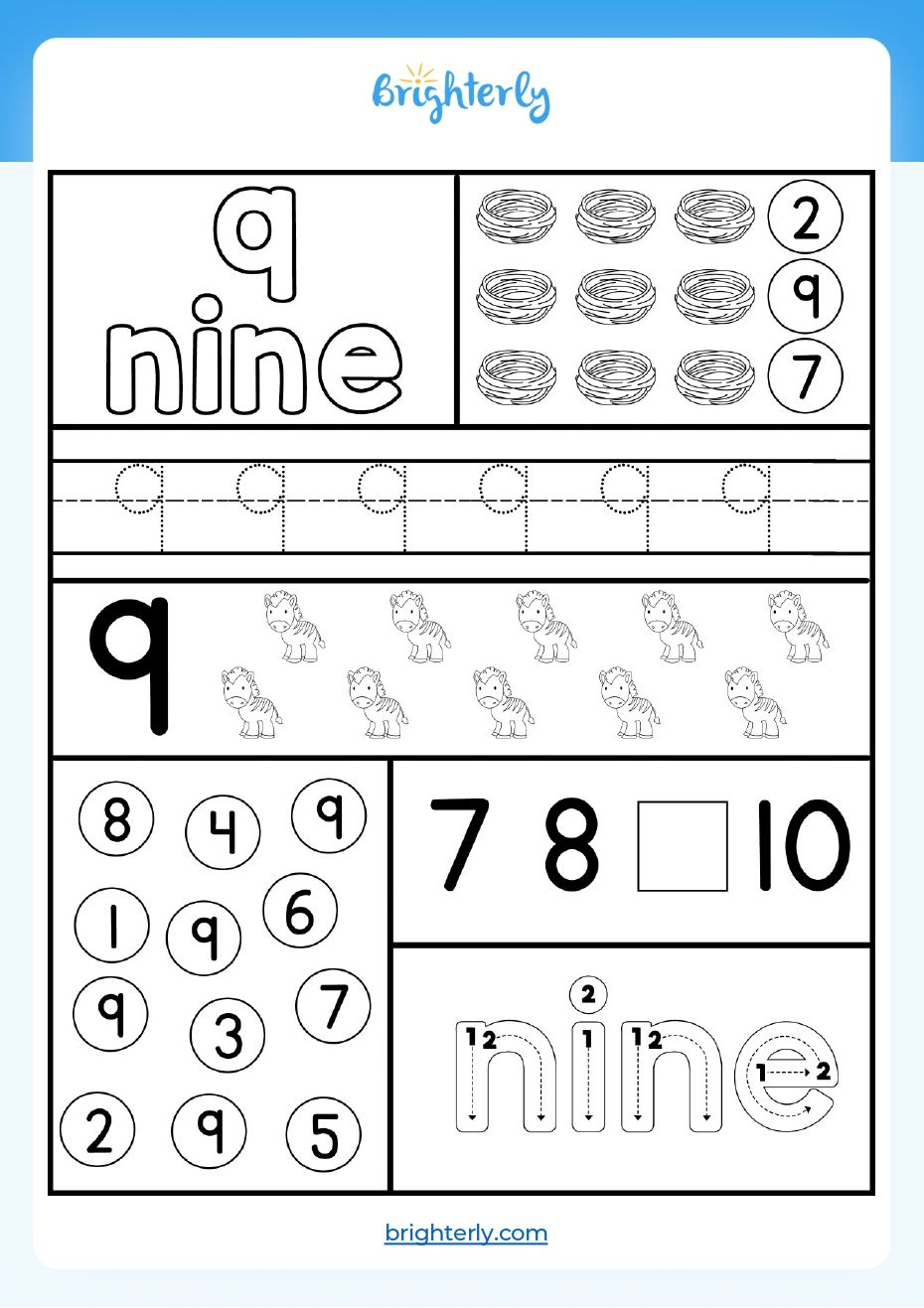 Free Printable Number 9 Worksheets For Preschool