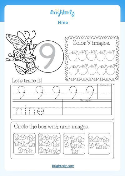 Number 9 Preschool Worksheets