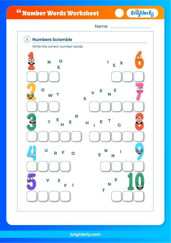 Numbers Word Form Worksheet