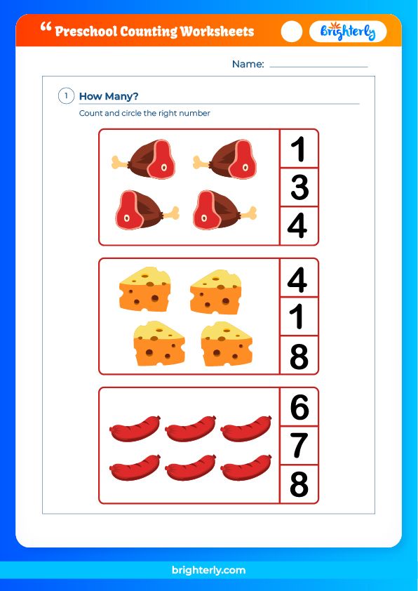 Printable Preschool Counting Worksheets