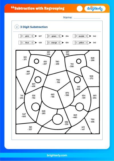 Subtraction With Regrouping Worksheet Free