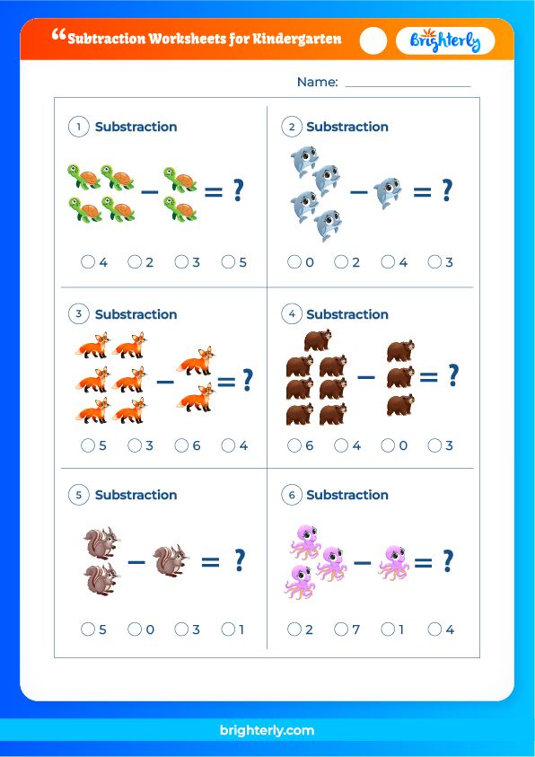 free printable subtraction worksheets for kindergarten pdfs brighterly