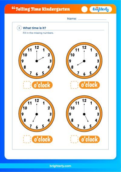 Clock Time Worksheets For Kindergarten