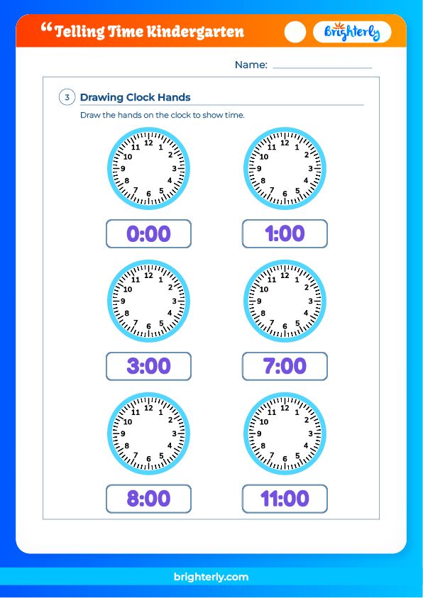Telling Time Kindergarten Worksheets from Professional Tutors [PDFs]