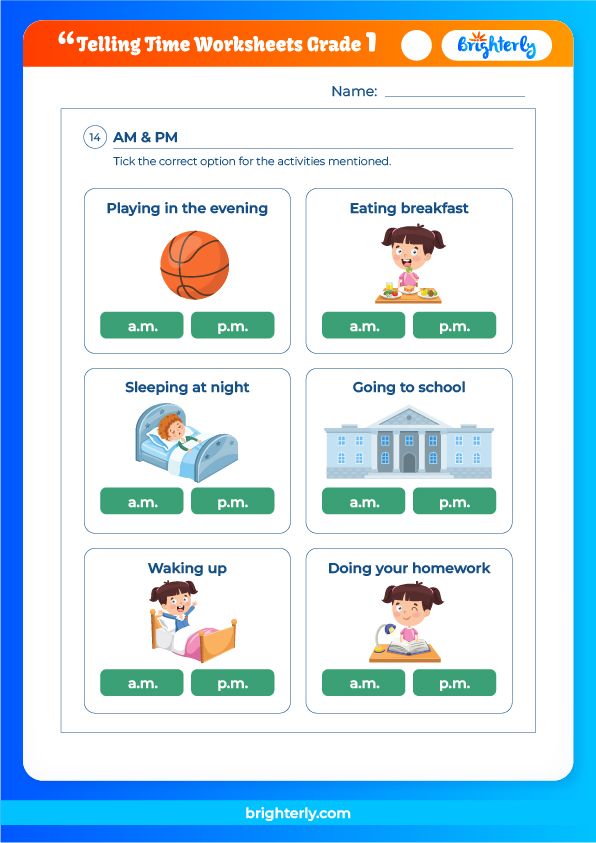 Free Telling Time Worksheets for Grade 1 from Professional Teachers