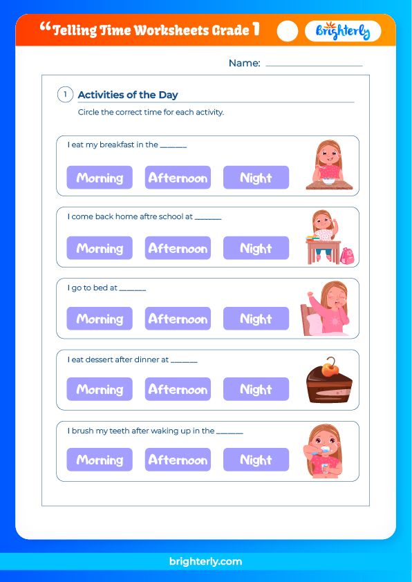 Free Telling Time Worksheets for Grade 1 from Professional Teachers