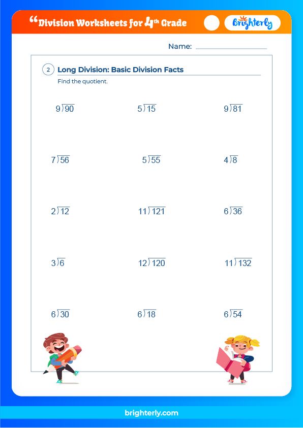 Free Printable 4th Grade Division Worksheets for Kids