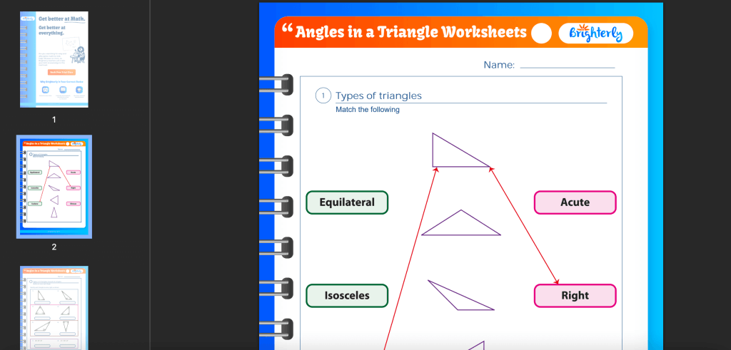Angles of a triangle worksheets: Examples by Brighterly