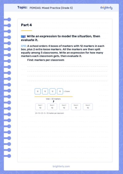 Printable PEMDAS Worksheets in PDF