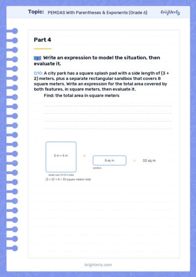 Order of Operations with Exponents Worksheet PDF