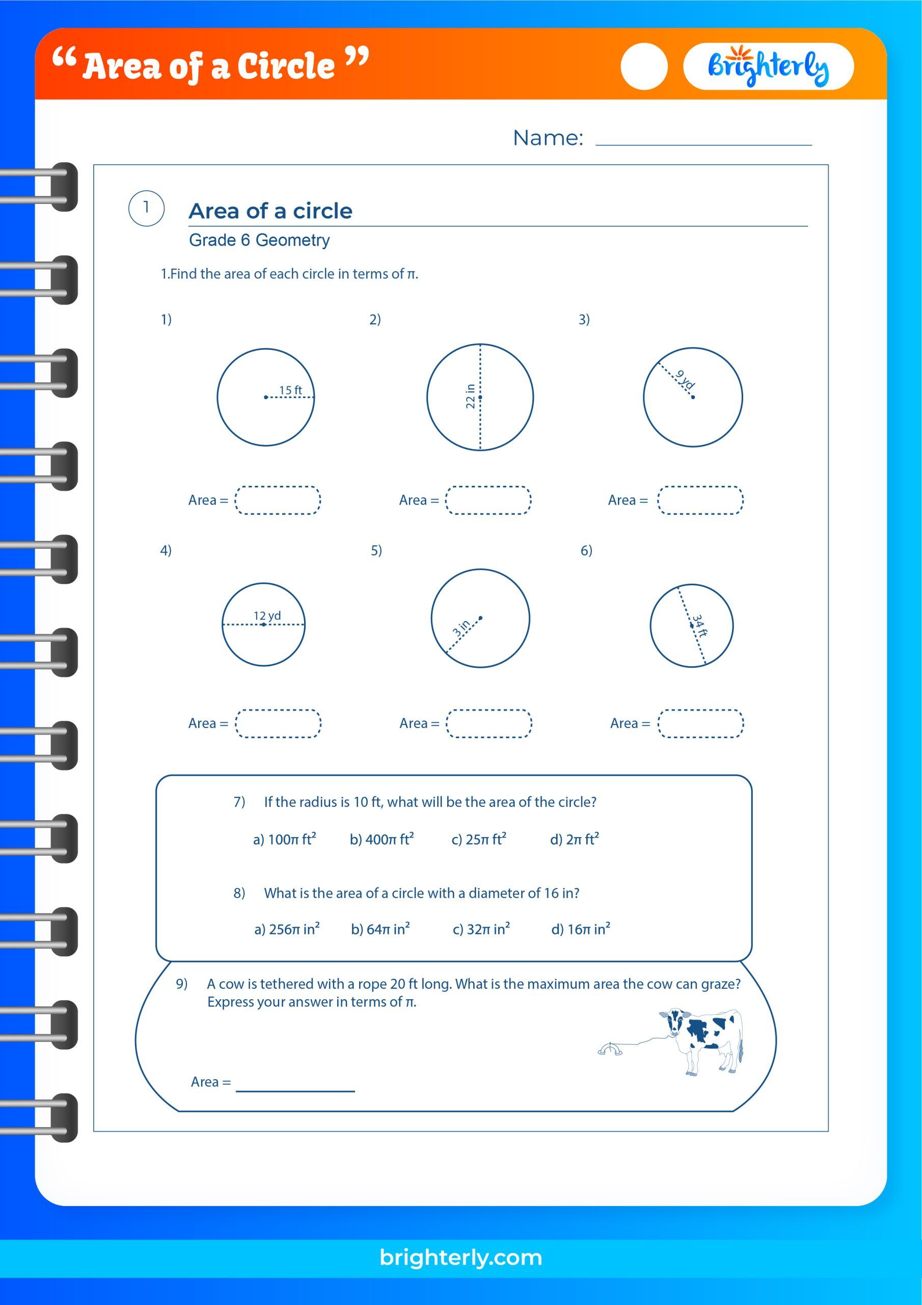 FREE Printable Area Of A Circle Worksheets [PDFs] Brighterly