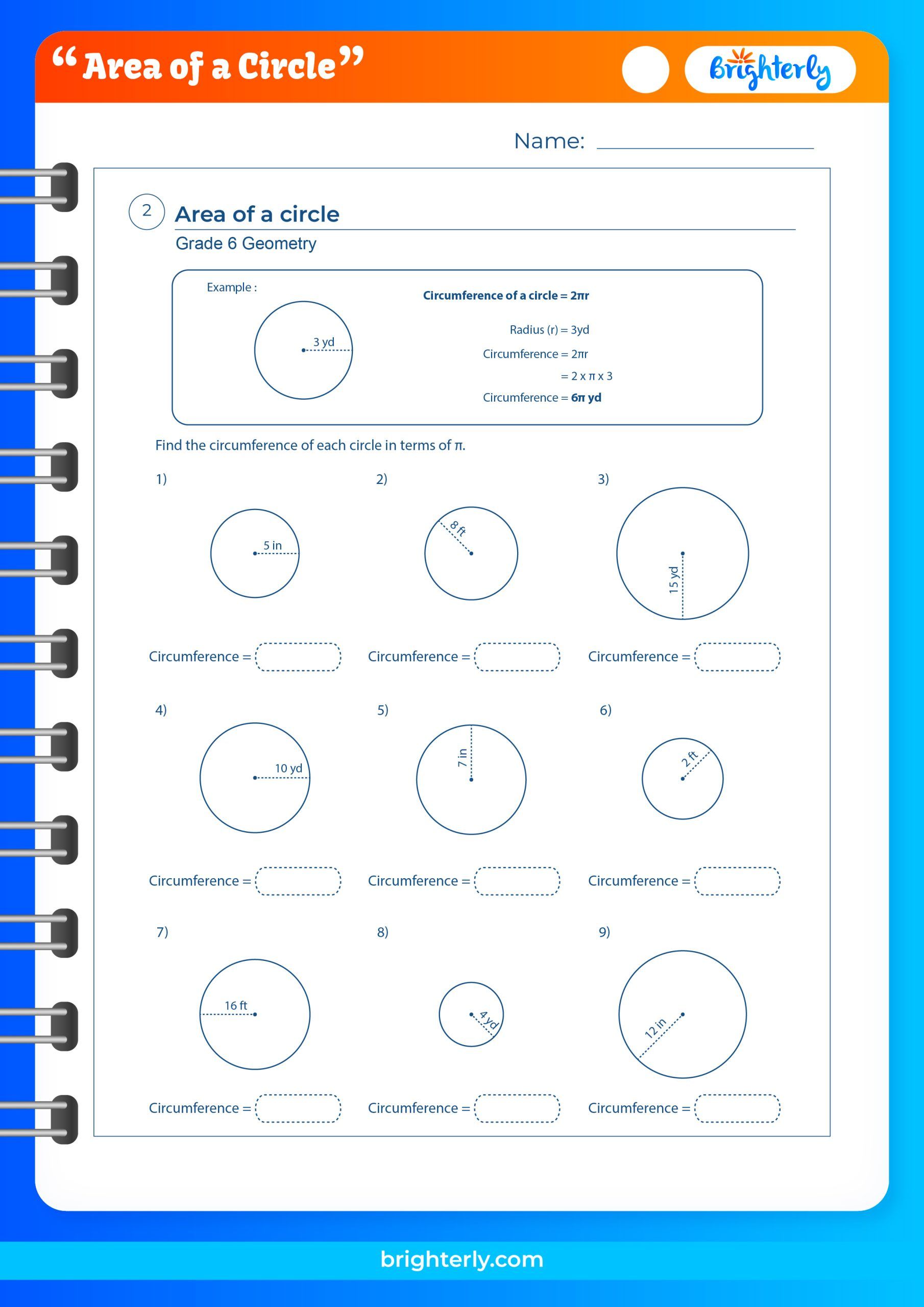 the area of a circle common core geometry homework