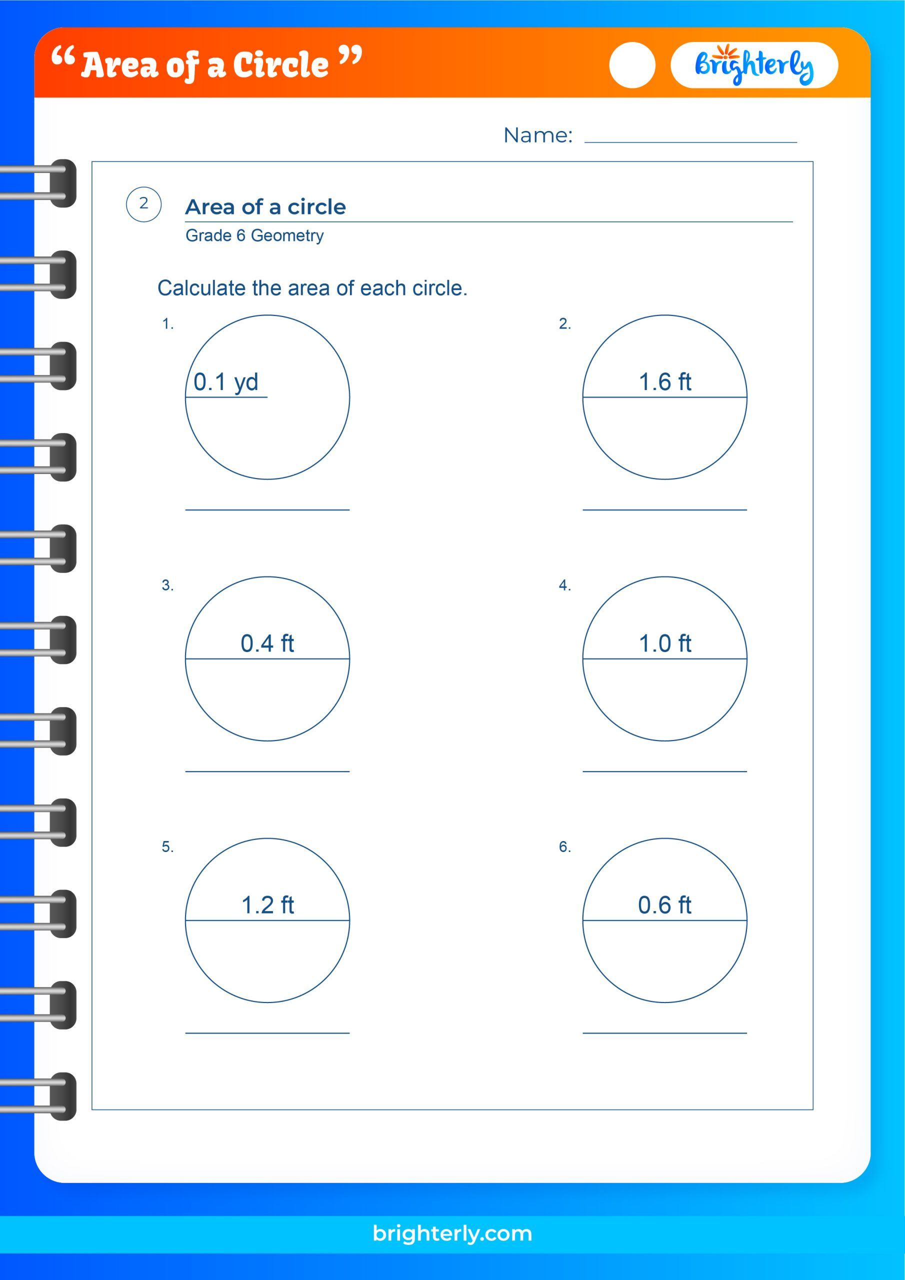 FREE Printable Area Of A Circle Worksheets [PDFs] Brighterly