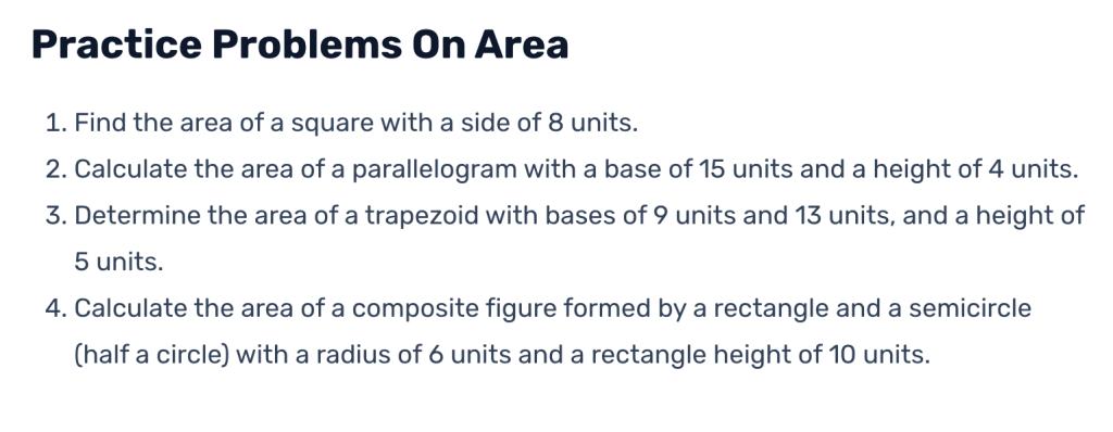 Area word problems worksheet