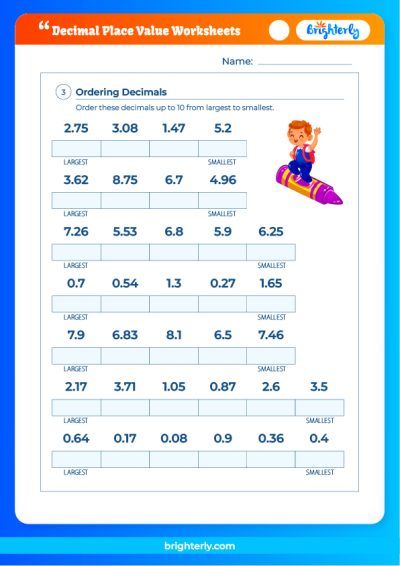 Decimal Place Value Worksheets With Answer Key
