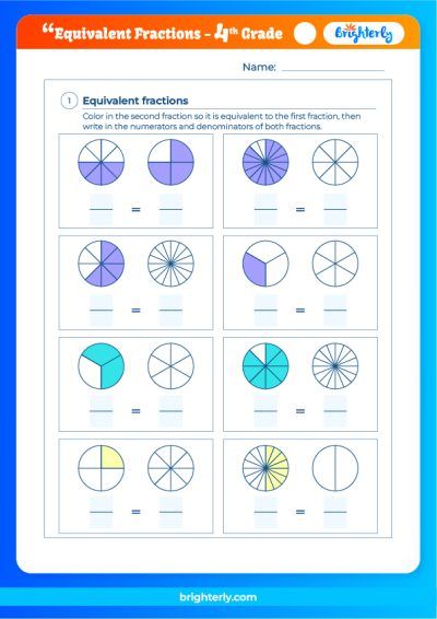 Worksheets Equivalent Fractions 4th Grade