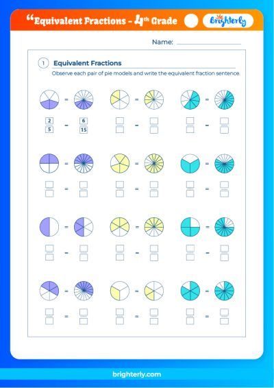 Equivalent Fractions Worksheet 4th Grade Answers