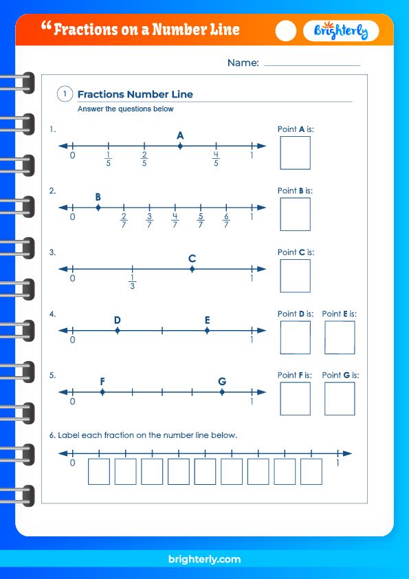 fractions on a number line homework year 3