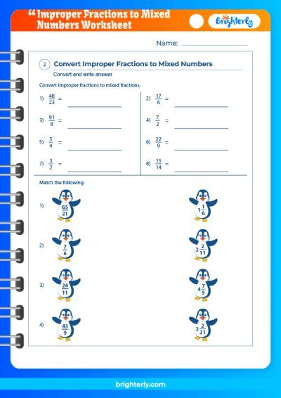 Improper Fractions To Mixed Numbers Worksheets 5Th Grade