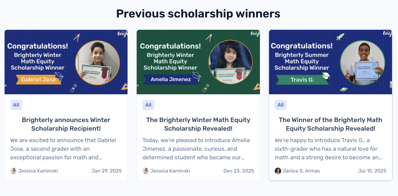 Brighterly Math Scholarship