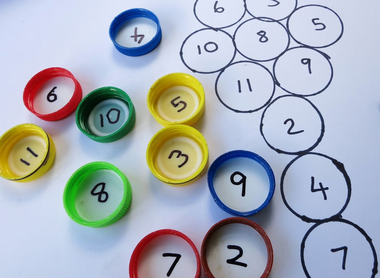 Bottle Top Count and Match Game