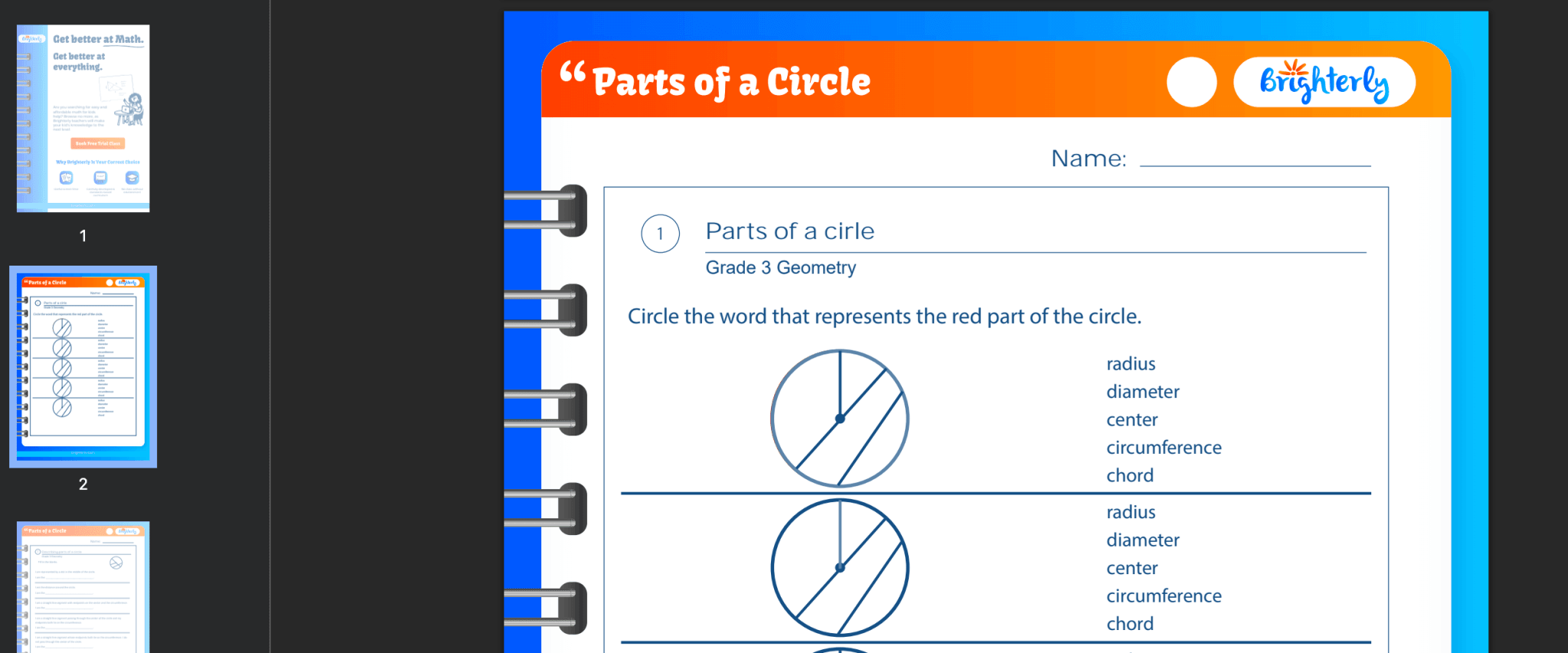 FREE Printable Parts Of A Circle Worksheets [PDFs] Brighterly.com